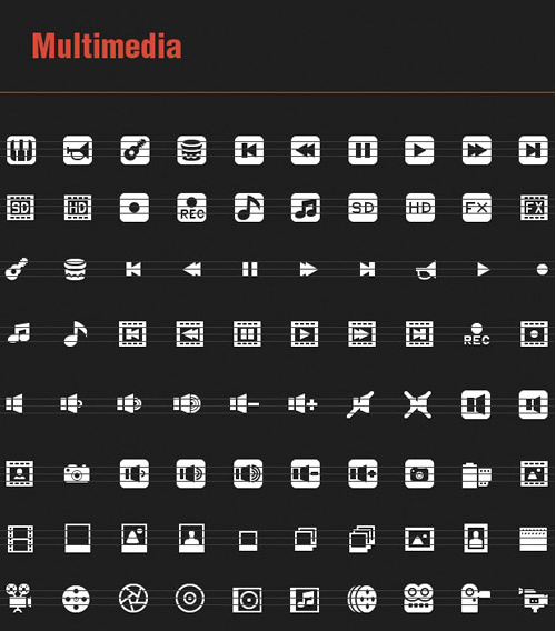 80 Vector Multimedia Icons