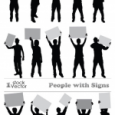 People with Signs Vector