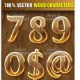 Stock Vector: Numeros y caracteres madera – EPS