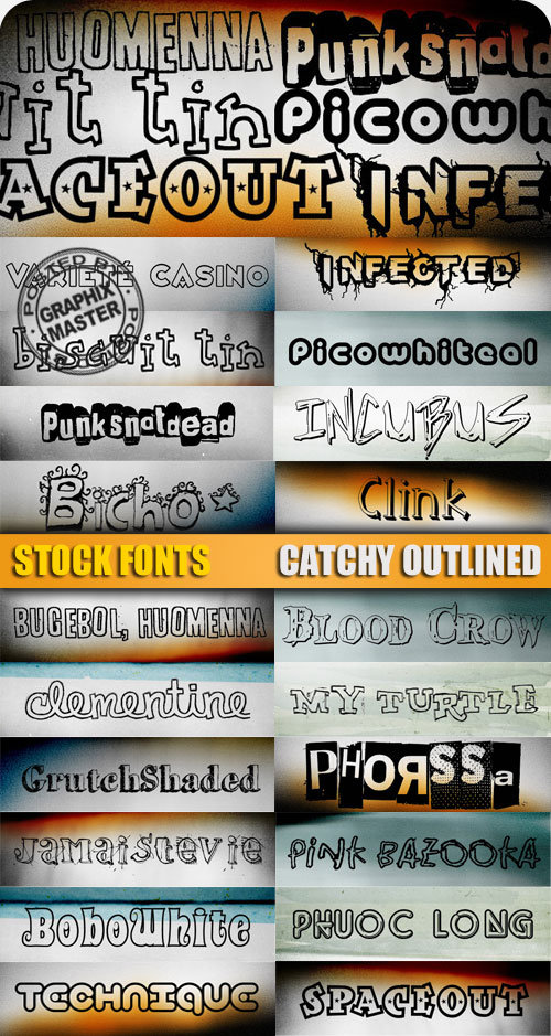20 Catchy Outlined Fonts Collection