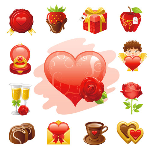 Valentine day`s icons - San valentin