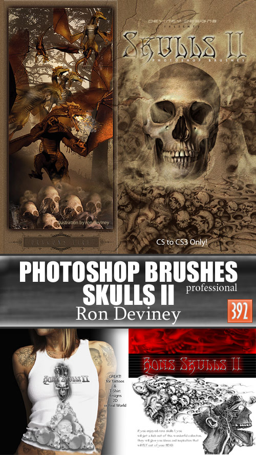 Ron Deviney - Skulls II Professional Brushes for Photoshop