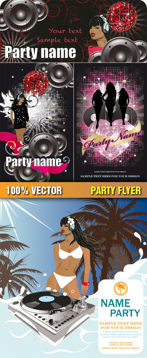 Stock Vector - Party Flyer - Volantes de Fiesta