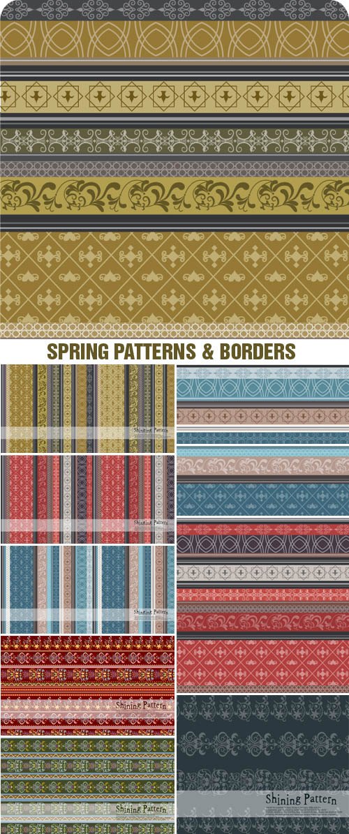 Spring Patterns & Borders vector - Patrones y bordes