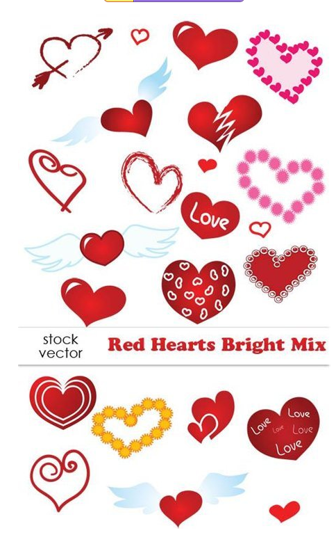 Vectors - Red Hearts Bright Mix