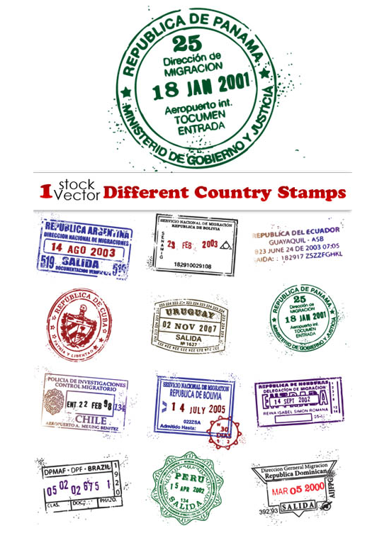 Different Country Stamps Vector
