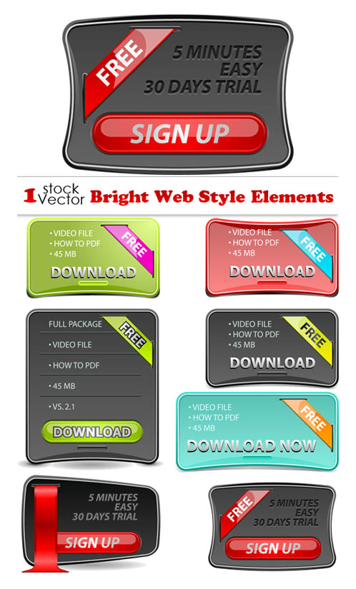 Bright Web Style Elements Vector