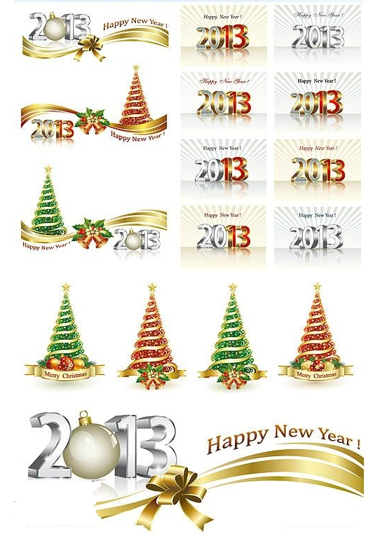Christmas Tree and Figures 2013 - vector clipart 