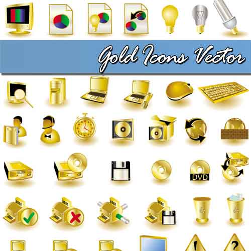 Vectores Gold Icons Iconos Dorados