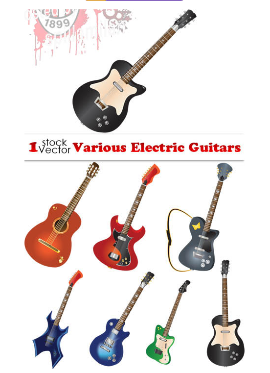 Various Electric Guitars Vector