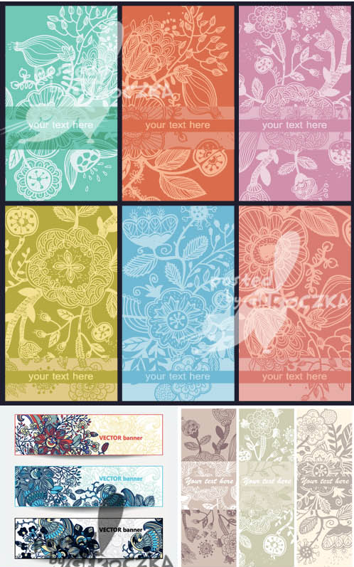 Beautiful floral cards and banners