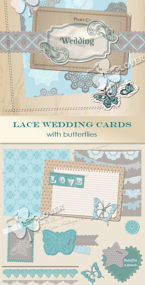 Lace wedding cards with butterflies