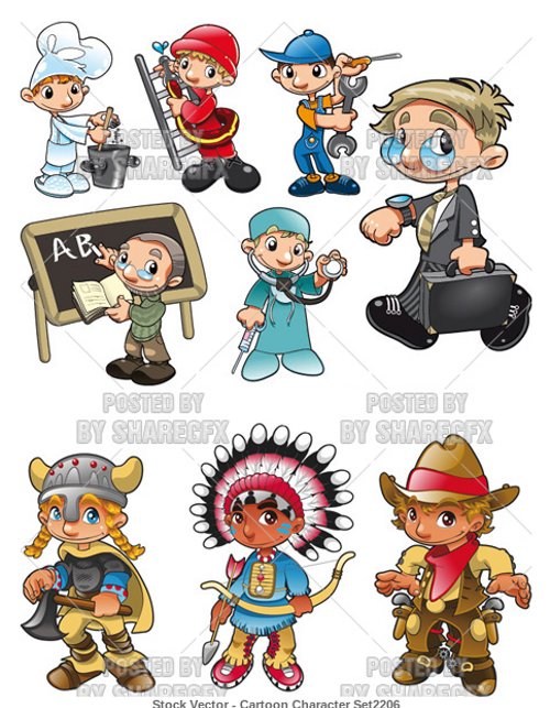 Set de personajes caricatura en EPS